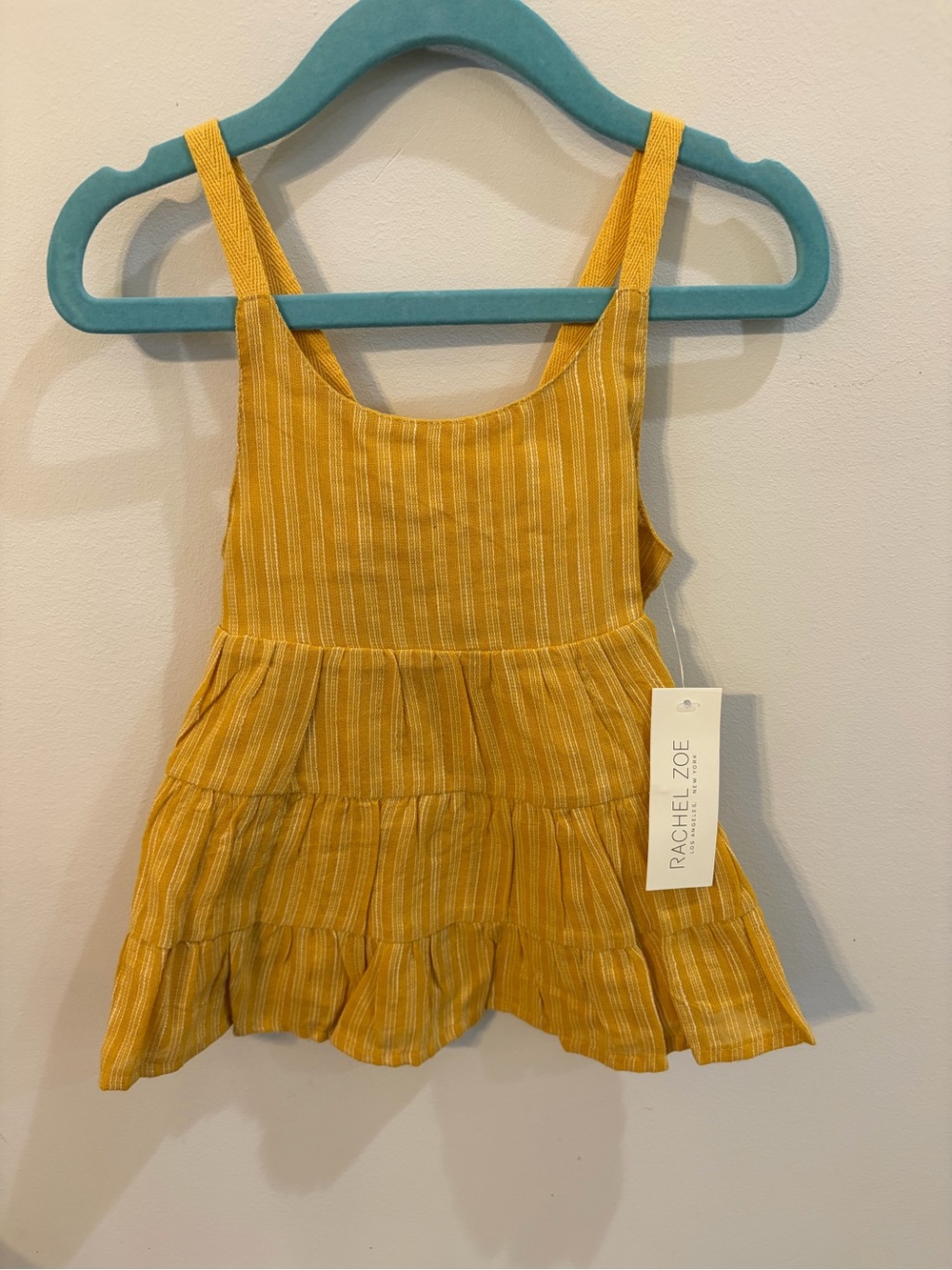 Rachel Zoe Girls' Mustard Striped Tiered Tank Dress